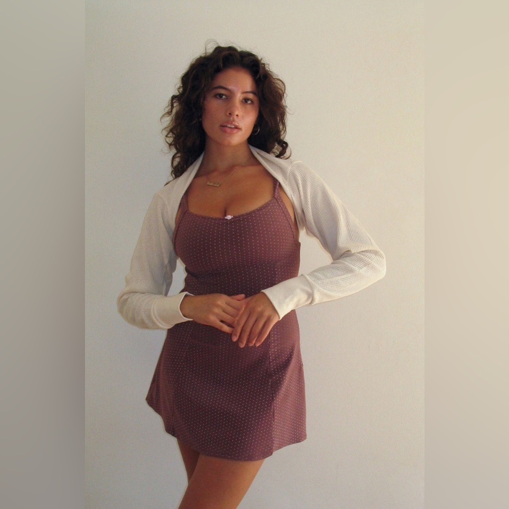 Frankie’s Bikinis Chocolate Valentina Terry Polka‎ Dot Dress Large